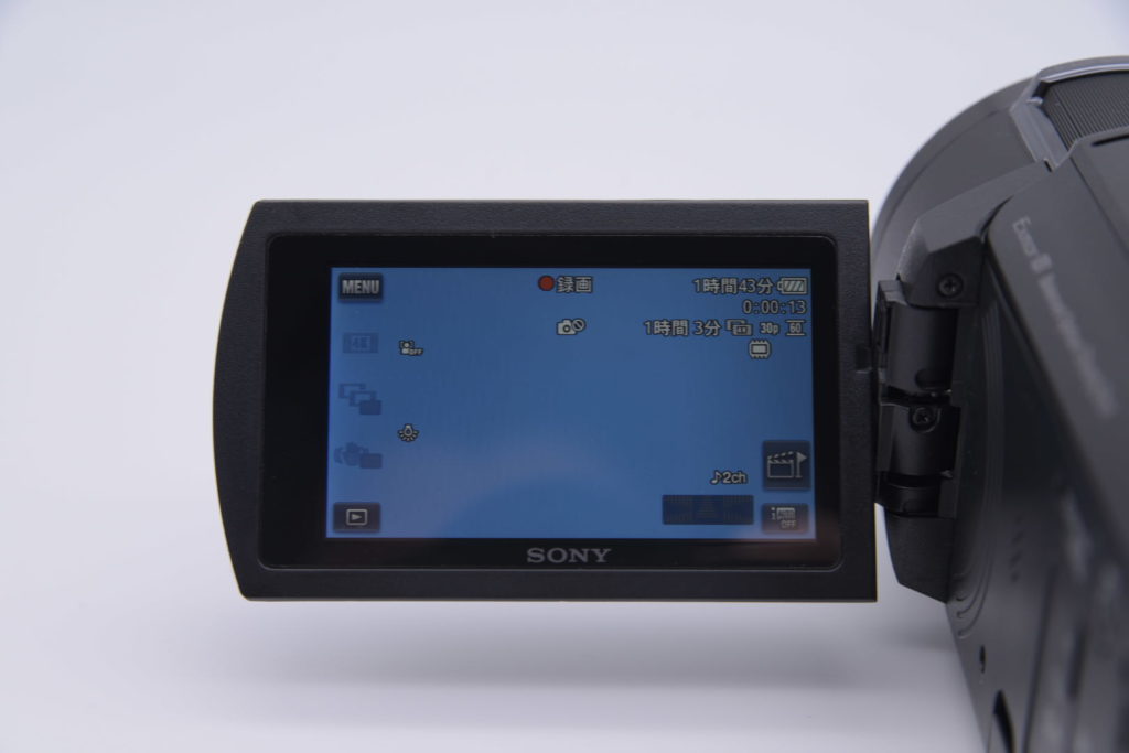 FDR-AX45の画面表示設定「入」にした状態
